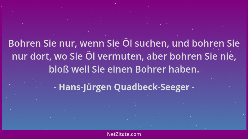Hans-Jürgen Quadbeck-Seeger - Bohren Sie nur, wenn Sie Öl suchen, und bohren Sie nur dort, wo Sie Öl vermuten, aber bohren...