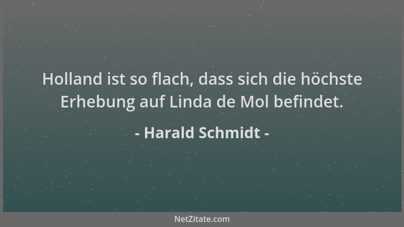 Harald Schmidt - Holland ist so flach, dass sich die höchste Erhebung auf Linda de Mol befindet....