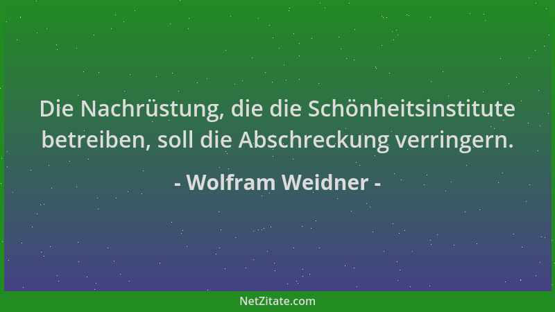 Wolfram Weidner - Die Nachrüstung, die die Schönheitsinstitute betreiben, soll die Abschreckung verringern....