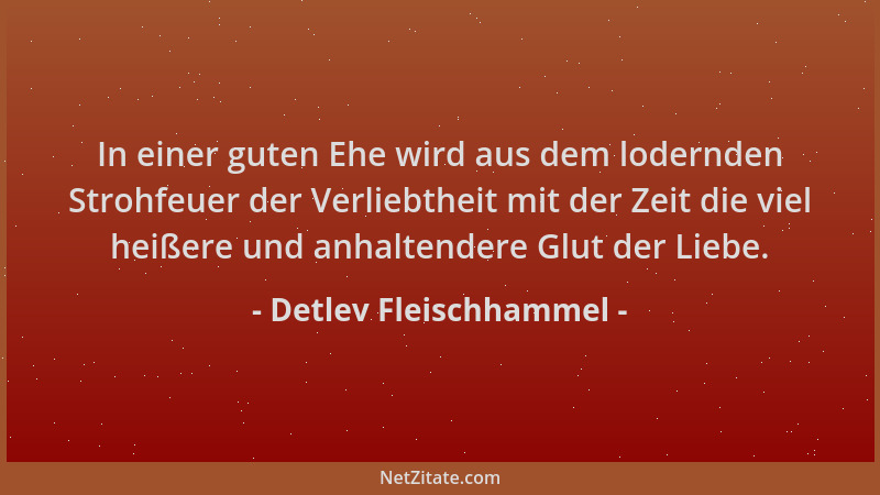 Detlev Fleischhammel - In einer guten Ehe wird aus dem lodernden Strohfeuer der Verliebtheit mit der Zeit die viel heißere...