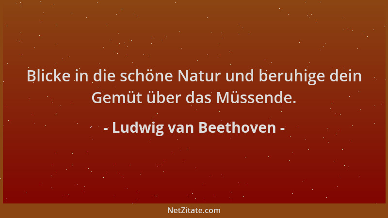Ludwig van Beethoven - Blicke in die schöne Natur und beruhige dein Gemüt über das Müssende....