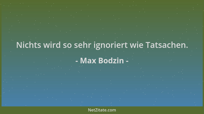 Max Bodzin - Nichts wird so sehr ignoriert wie Tatsachen....