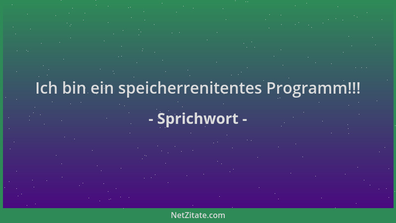 Sprichwort - Ich bin ein speicherrenitentes Programm!!!...