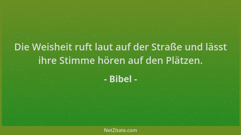 Bibel - Die Weisheit ruft laut auf der Straße und lässt ihre Stimme hören auf den Plätzen....