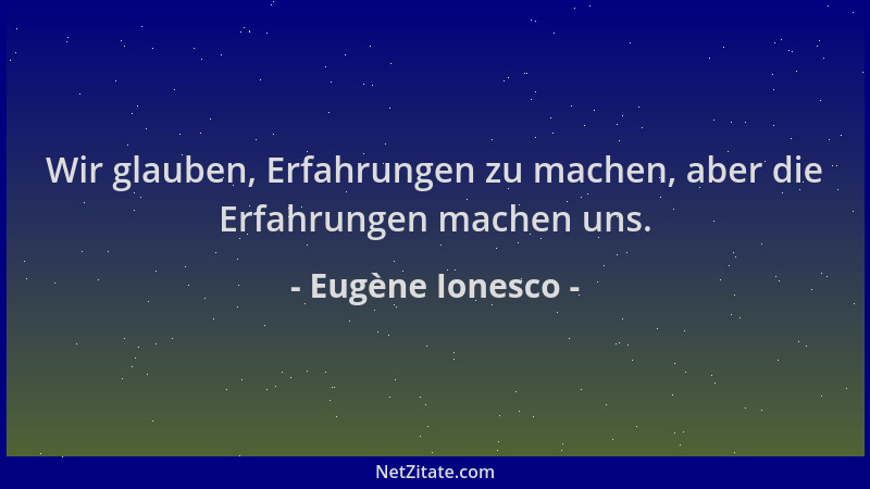 Eugène Ionesco - Wir glauben, Erfahrungen zu machen, aber die Erfahrungen machen uns....
