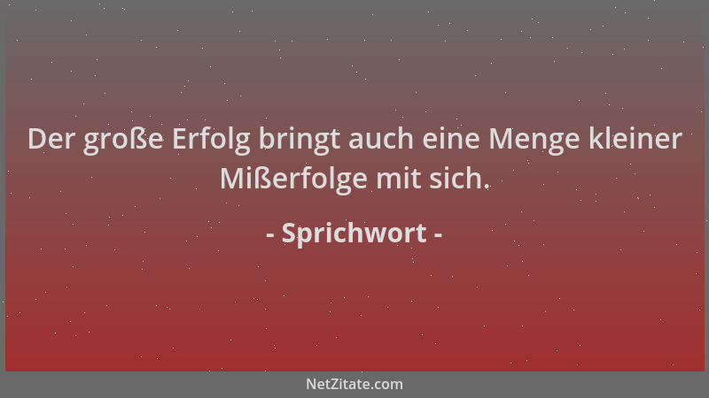 Sprichwort - Der große Erfolg bringt auch eine Menge kleiner Mißerfolge mit sich....