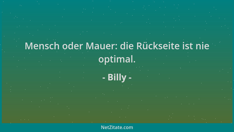 Billy - Mensch oder Mauer: die Rückseite ist nie optimal....