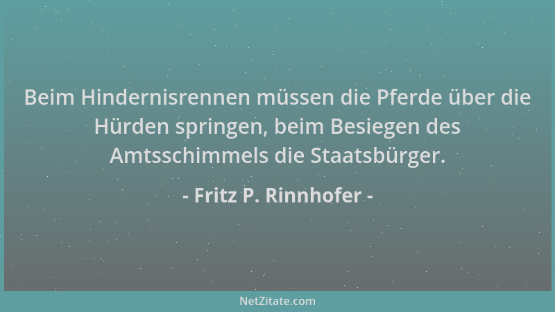 Fritz P. Rinnhofer - Beim Hindernisrennen müssen die Pferde über die Hürden springen, beim Besiegen des Amtsschimmels die S...