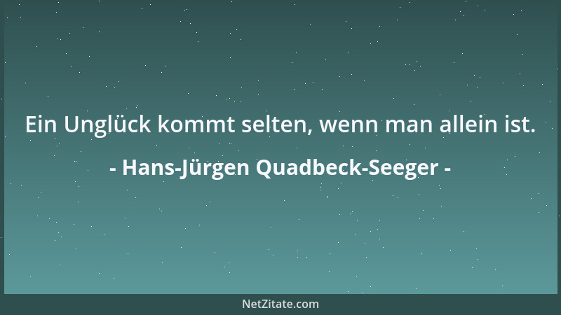 Hans-Jürgen Quadbeck-Seeger - Ein Unglück kommt selten, wenn man allein ist....