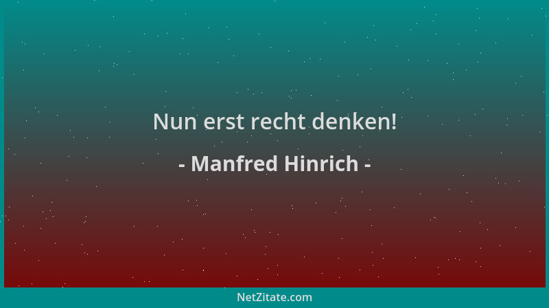 Manfred Hinrich - Nun erst recht denken!...