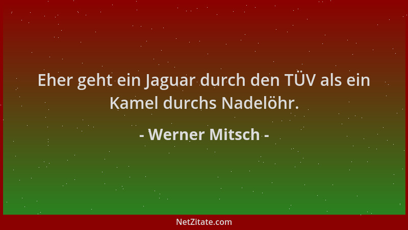 Werner Mitsch - Eher geht ein Jaguar durch den TÜV als ein Kamel durchs Nadelöhr....