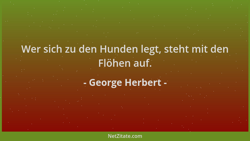 George Herbert - Wer sich zu den Hunden legt, steht mit den Flöhen auf....
