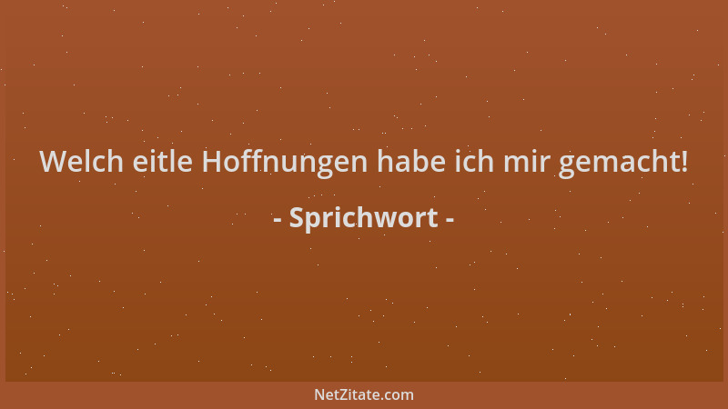 Sprichwort - Welch eitle Hoffnungen habe ich mir gemacht!...