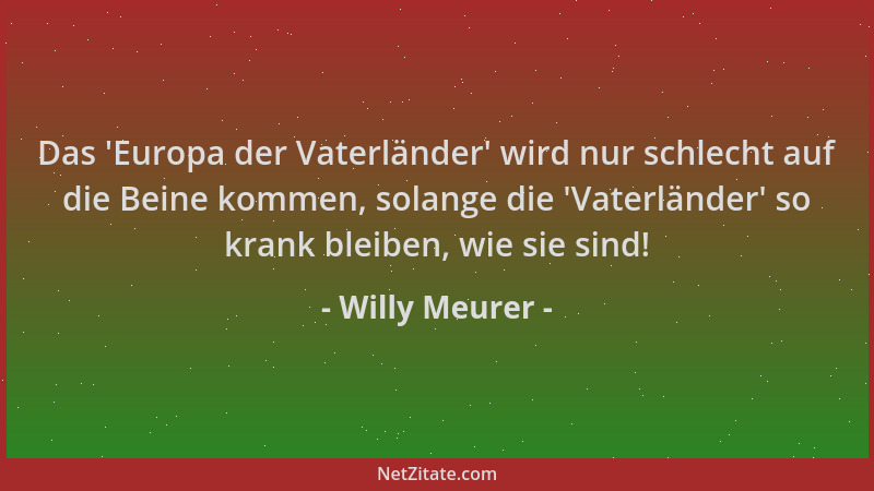 Willy Meurer - Das  'Europa der Vaterländer ' wird nur schlecht auf die Beine kommen, solange die  'Vaterländer ' so krank blei...