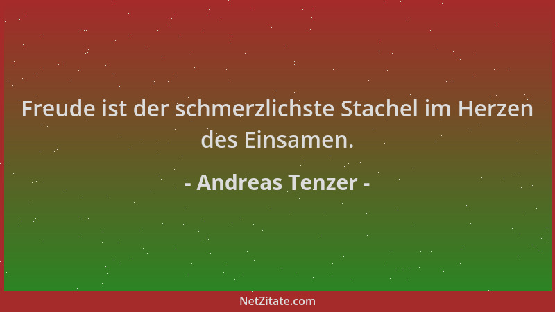 Andreas Tenzer - Freude ist der schmerzlichste Stachel im Herzen des Einsamen....