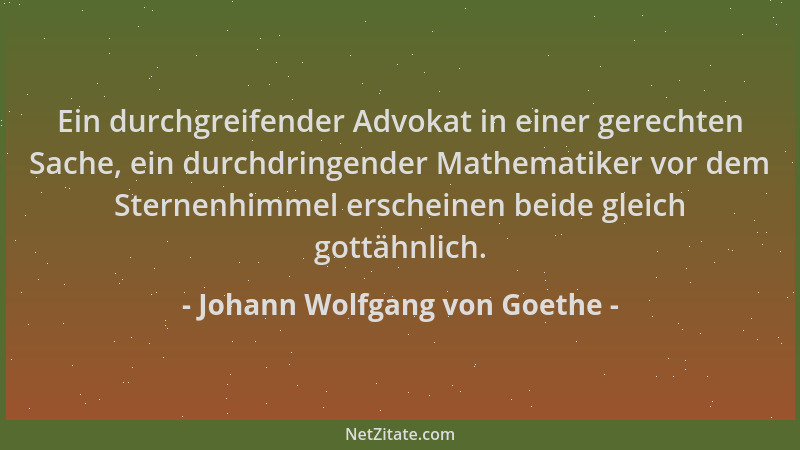 Johann Wolfgang von Goethe - Ein durchgreifender Advokat in einer gerechten Sache, ein durchdringender Mathematiker vor dem...