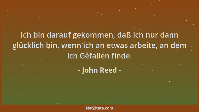 John Reed - Ich bin darauf gekommen, daß ich nur dann glücklich bin, wenn ich an etwas arbeite, an dem ich Gefallen finde....