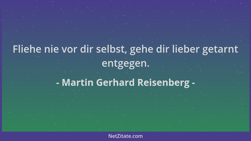 Martin Gerhard Reisenberg - Fliehe nie vor dir selbst, gehe dir lieber getarnt entgegen....