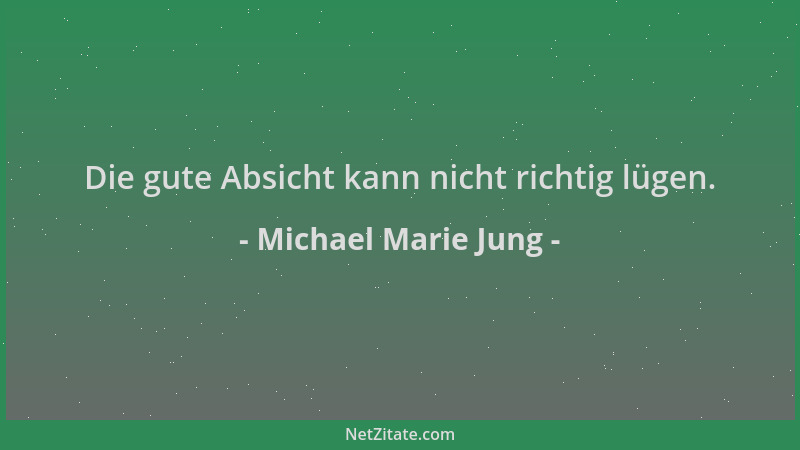 Michael Marie Jung - Die gute Absicht kann nicht richtig lügen....