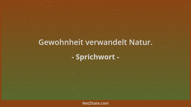 Sprichwort - Gewohnheit verwandelt Natur....