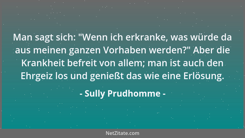Sully Prudhomme - Man sagt sich:  "Wenn ich erkranke, was würde da aus meinen ganzen Vorhaben werden? " Aber die Krankheit be...