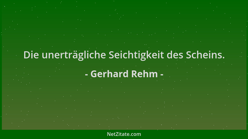 Gerhard Rehm - Die unerträgliche Seichtigkeit des Scheins....