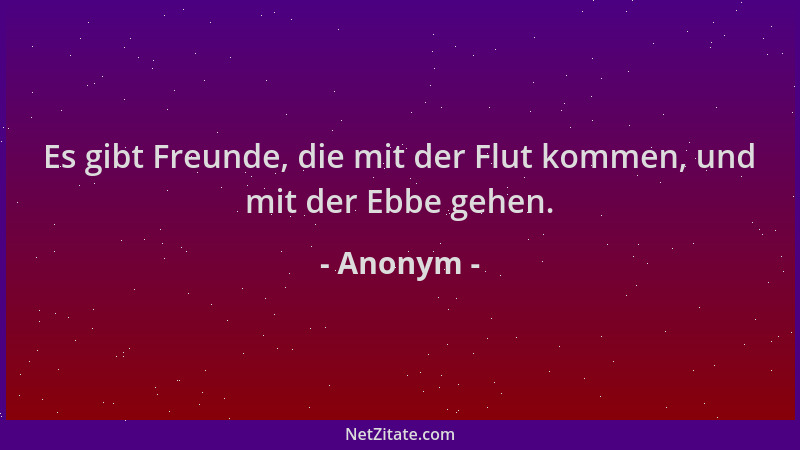 Anonym - Es gibt Freunde, die mit der Flut kommen, und mit der Ebbe gehen....