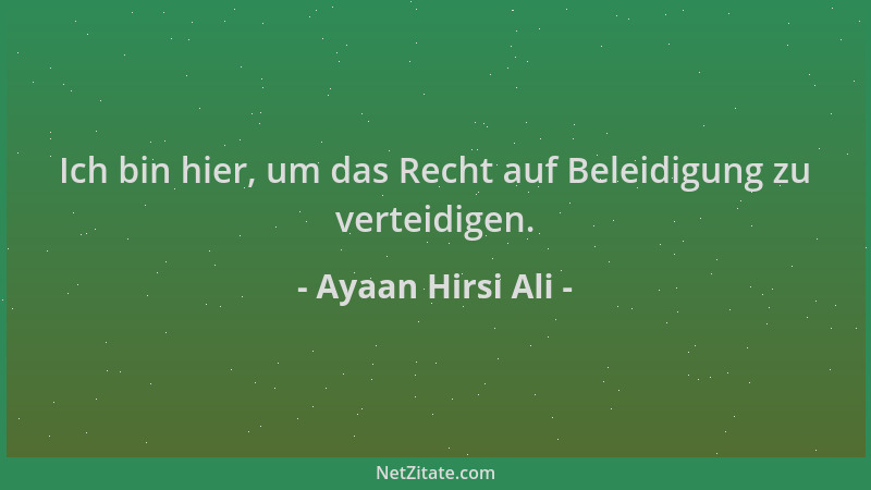 Ayaan Hirsi Ali - Ich bin hier, um das Recht auf Beleidigung zu verteidigen....