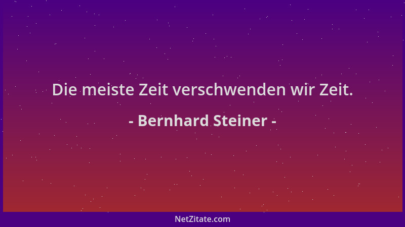Bernhard Steiner - Die meiste Zeit verschwenden wir Zeit....