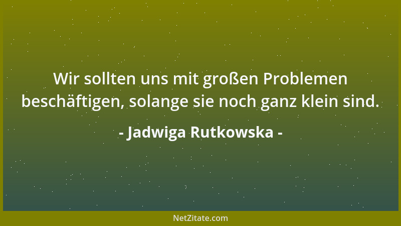 Jadwiga Rutkowska - Wir sollten uns mit großen Problemen beschäftigen, solange sie noch ganz klein sind....