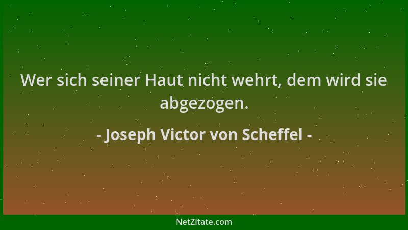 Joseph Victor von Scheffel - Wer sich seiner Haut nicht wehrt, dem wird sie abgezogen....