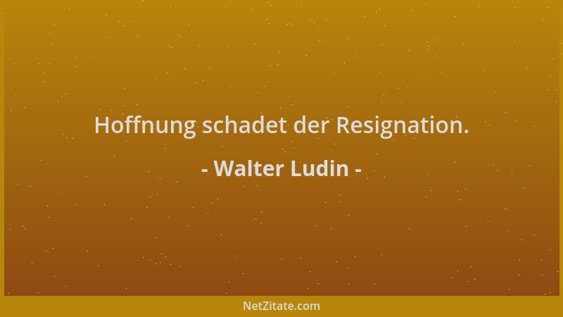 Walter Ludin - Hoffnung schadet der Resignation....