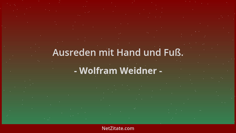 Wolfram Weidner - Ausreden mit Hand und Fuß....