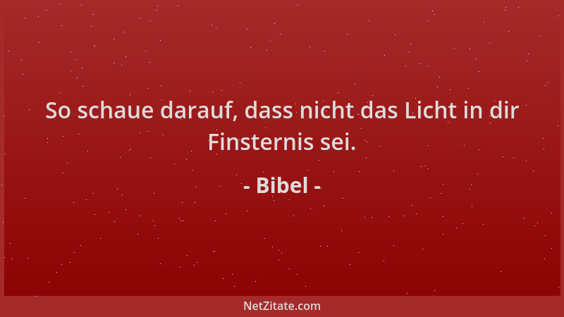 Bibel - So schaue darauf, dass nicht das Licht in dir Finsternis sei....