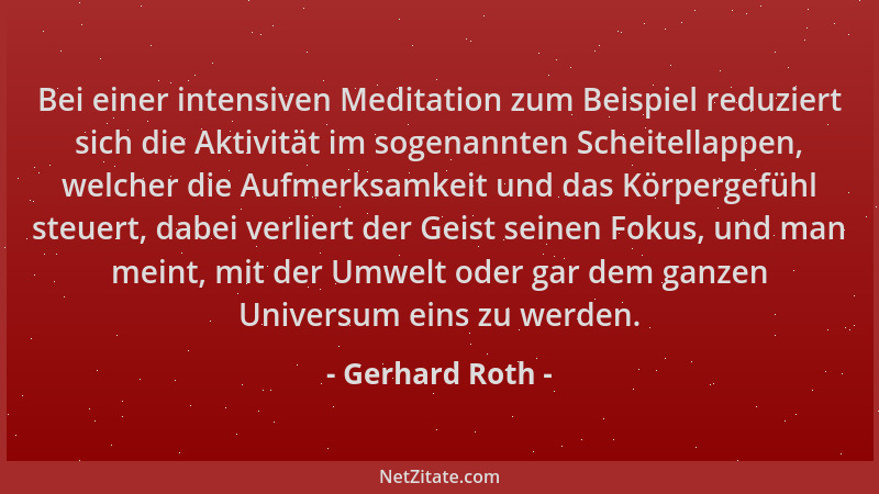 Gerhard Roth - Bei einer intensiven Meditation zum Beispiel reduziert sich die Aktivität im sogenannten Scheitellappen, wel...