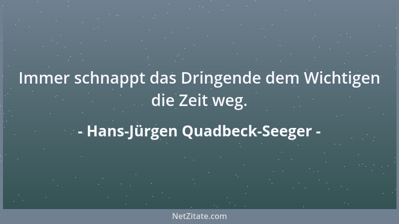 Hans-Jürgen Quadbeck-Seeger - Immer schnappt das Dringende dem Wichtigen die Zeit weg....