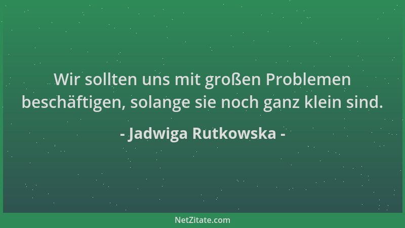 Jadwiga Rutkowska - Wir sollten uns mit großen Problemen beschäftigen, solange sie noch ganz klein sind....