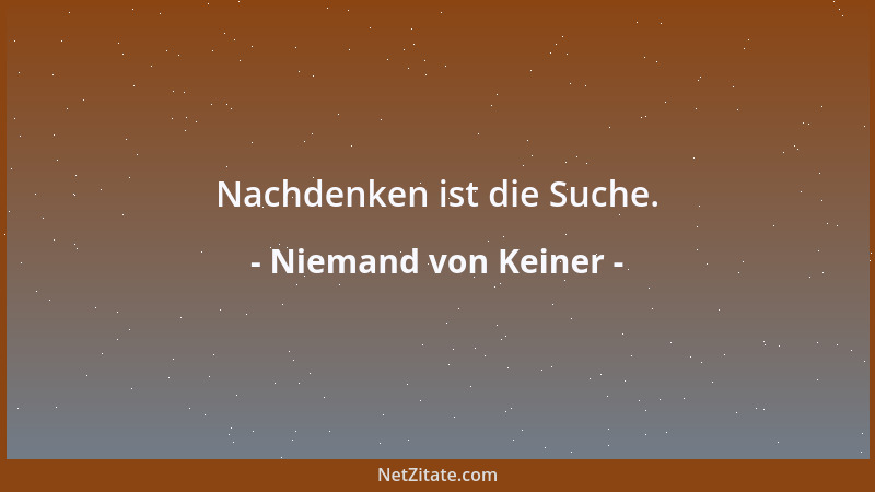 Niemand von Keiner - Nachdenken ist die Suche....