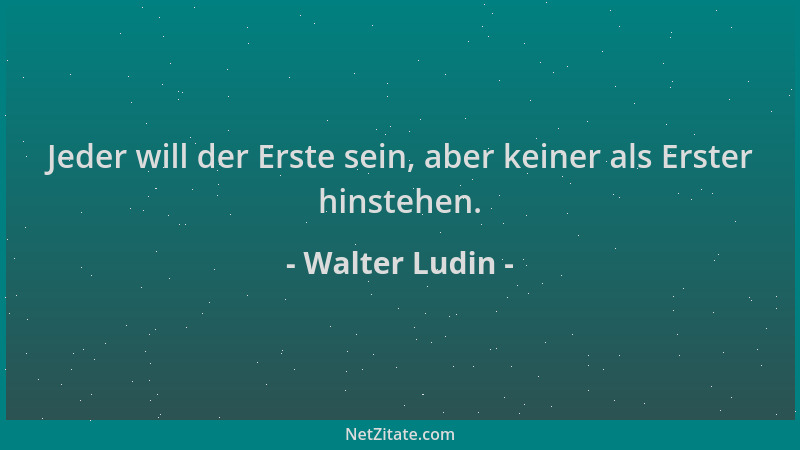 Walter Ludin - Jeder will der Erste sein, aber keiner als Erster hinstehen....
