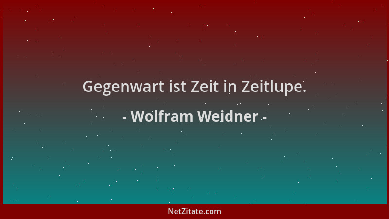 Wolfram Weidner - Gegenwart ist Zeit in Zeitlupe....