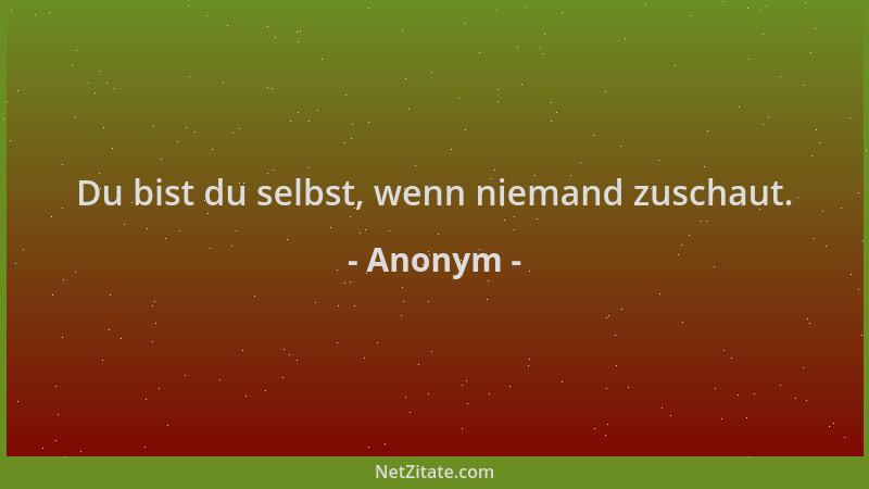 Anonym - Du bist du selbst, wenn niemand zuschaut....