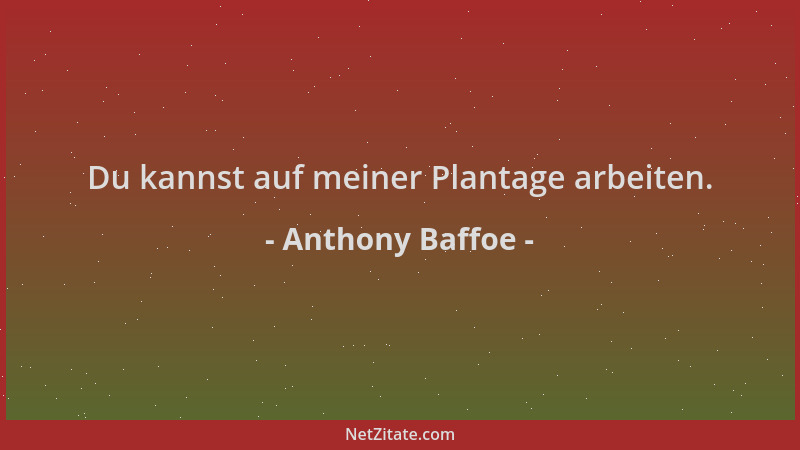 Anthony Baffoe - Du kannst auf meiner Plantage arbeiten....