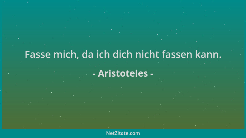 Aristoteles - Fasse mich, da ich dich nicht fassen kann....