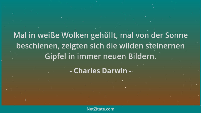 Charles Darwin - Mal in weiße Wolken gehüllt, mal von der Sonne beschienen, zeigten sich die wilden steinernen Gipfel in im...