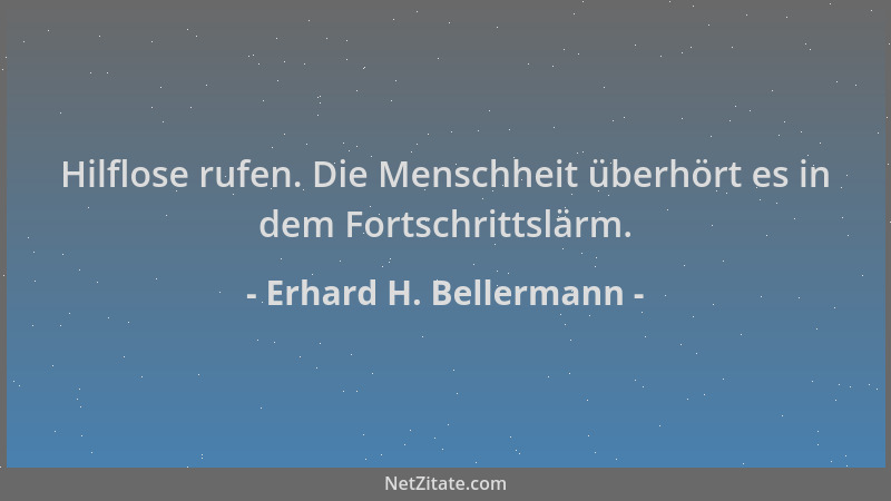 Erhard H. Bellermann - Hilflose rufen. Die Menschheit überhört es in dem Fortschrittslärm....