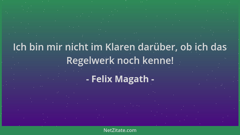 Felix Magath - Ich bin mir nicht im Klaren darüber, ob ich das Regelwerk noch kenne!...