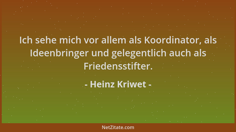 Heinz Kriwet - Ich sehe mich vor allem als Koordinator, als Ideenbringer und gelegentlich auch als Friedensstifter....