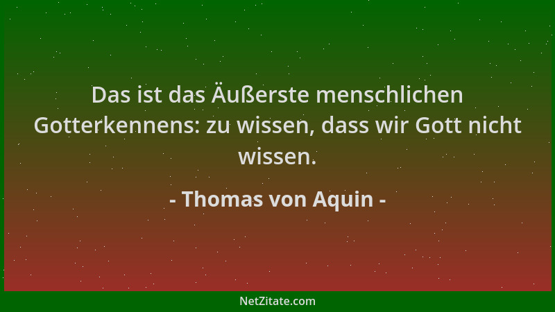 Thomas von Aquin - Das ist das Äußerste menschlichen Gotterkennens: zu wissen, dass wir Gott nicht wissen....