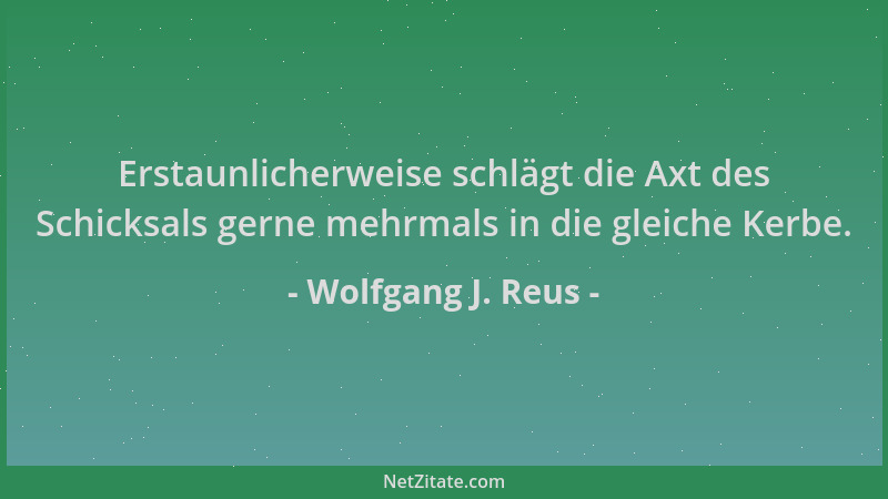 Wolfgang J. Reus - Erstaunlicherweise schlägt die Axt des Schicksals gerne mehrmals in die gleiche Kerbe....