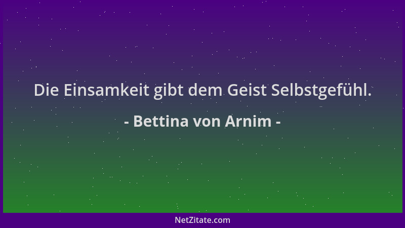 Bettina von Arnim - Die Einsamkeit gibt dem Geist Selbstgefühl....